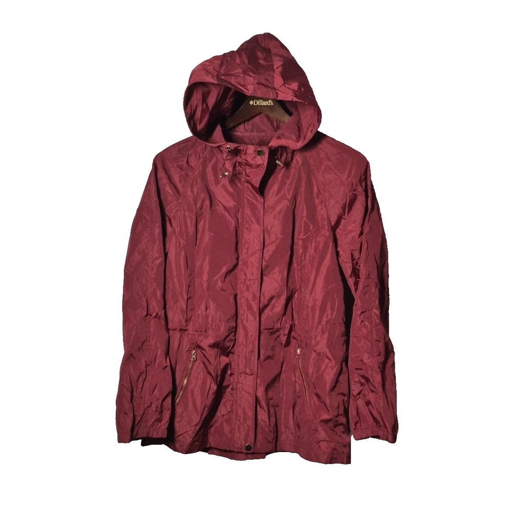 Ci Sono Jacket Womens Medium Red Hooded Full Zip Lightweight Windbreaker